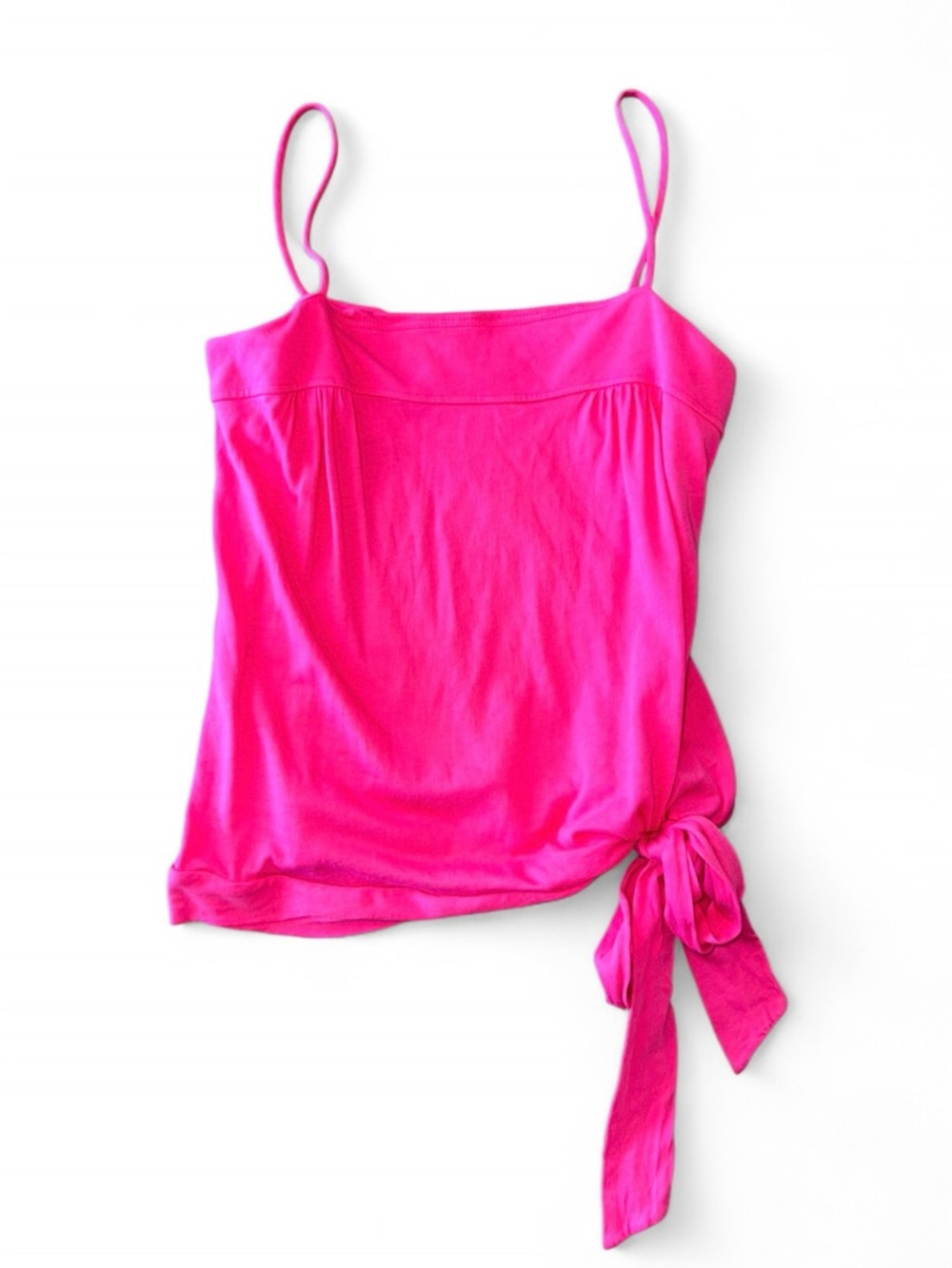 Juicy Couture Y2K Neon Pink Side-Tie Spaghetti Strap 100% Cotton Small VTG Tank